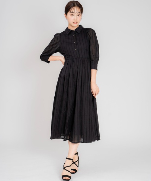 【セール】フロッキーストライプワンピ（シャツワンピース）｜Noela（ノエラ）