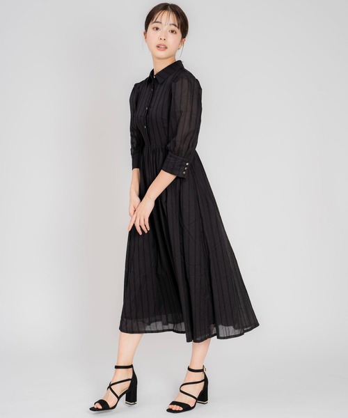 【セール】フロッキーストライプワンピ（シャツワンピース）｜Noela（ノエラ）