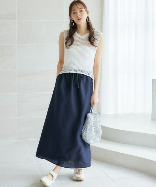 miclat（ミクラ）の「大きいサイズ　ノースリーブニットプルオーバー　miclat（ニット/セーター・レディース・ピンク/オフホワイト・L/LL/3L/4L/5L）」の9枚目の写真