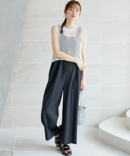 miclat（ミクラ）の「大きいサイズ　ノースリーブニットプルオーバー　miclat（ニット/セーター・レディース・ピンク/オフホワイト・L/LL/3L/4L/5L）」の6枚目の写真