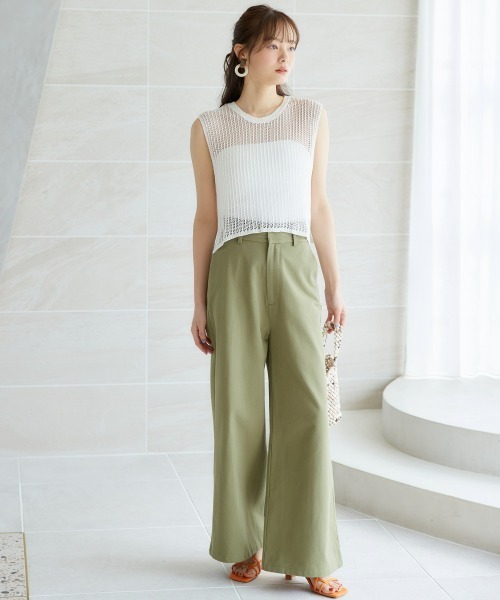 miclat（ミクラ）の「大きいサイズ　ノースリーブニットプルオーバー　miclat（ニット/セーター・レディース・ピンク/オフホワイト・L/LL/3L/4L/5L）」の5枚目の写真