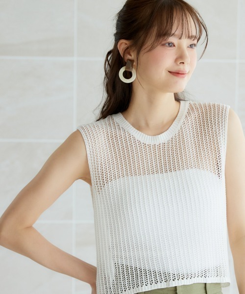 miclat（ミクラ）の「大きいサイズ　ノースリーブニットプルオーバー　miclat（ニット/セーター・レディース・ピンク/オフホワイト・L/LL/3L/4L/5L）」の12枚目の写真