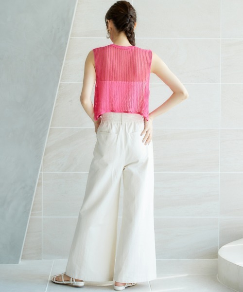 miclat（ミクラ）の「大きいサイズ　ノースリーブニットプルオーバー　miclat（ニット/セーター・レディース・ピンク/オフホワイト・L/LL/3L/4L/5L）」の19枚目の写真