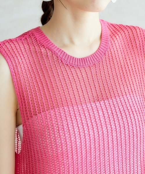 miclat（ミクラ）の「大きいサイズ　ノースリーブニットプルオーバー　miclat（ニット/セーター・レディース・ピンク/オフホワイト・L/LL/3L/4L/5L）」の13枚目の写真