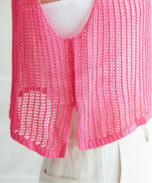 miclat（ミクラ）の「大きいサイズ　ノースリーブニットプルオーバー　miclat（ニット/セーター・レディース・ピンク/オフホワイト・L/LL/3L/4L/5L）」の14枚目の写真