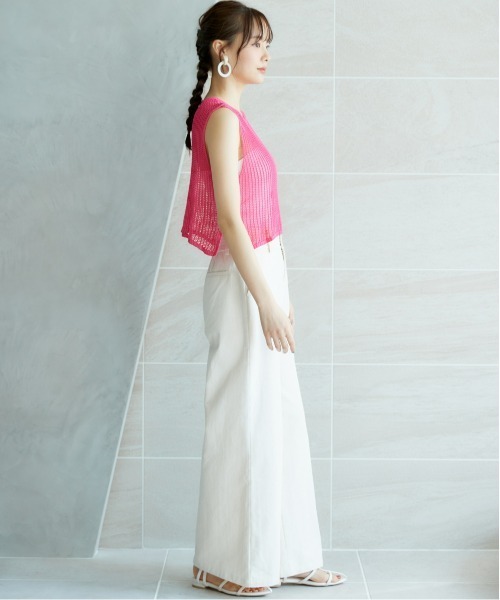 miclat（ミクラ）の「大きいサイズ　ノースリーブニットプルオーバー　miclat（ニット/セーター・レディース・ピンク/オフホワイト・L/LL/3L/4L/5L）」の18枚目の写真