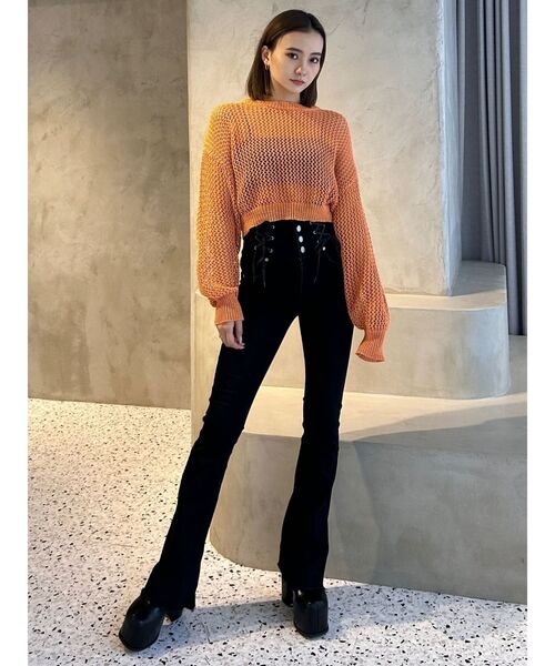 EMODA（エモダ）の「グリッターローゲージニット（ニット/セーター・レディース・ネイビー/オレンジ/ホワイト/ブラック・FREE）」の13枚目の写真