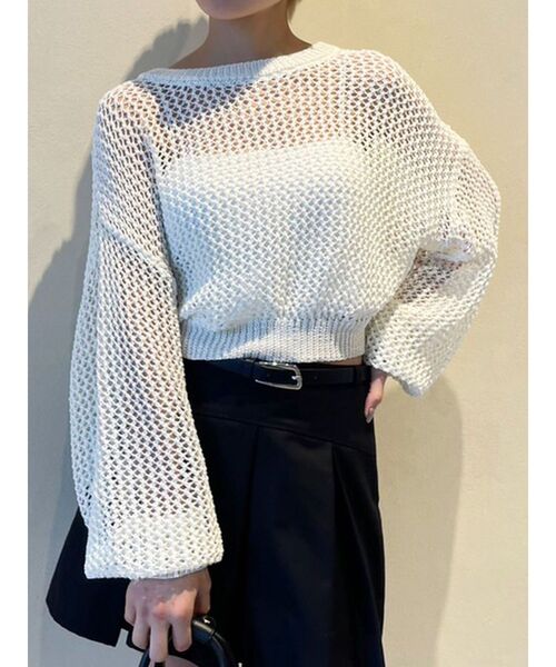 EMODA（エモダ）の「グリッターローゲージニット（ニット/セーター・レディース・ネイビー/オレンジ/ホワイト/ブラック・FREE）」の15枚目の写真