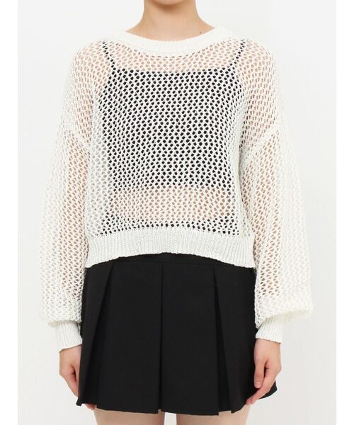 EMODA（エモダ）の「グリッターローゲージニット（ニット/セーター・レディース・ネイビー/オレンジ/ホワイト/ブラック・FREE）」の6枚目の写真