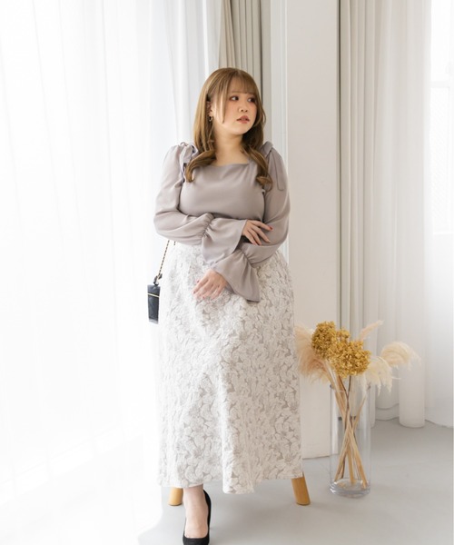 CLETTE(クレット)の「肩リボンキャンディ袖プルオーバー(Tシャツ/カットソー・レディース・ラベンダー/ブラック・LL/3L/4L)」の8枚目の写真