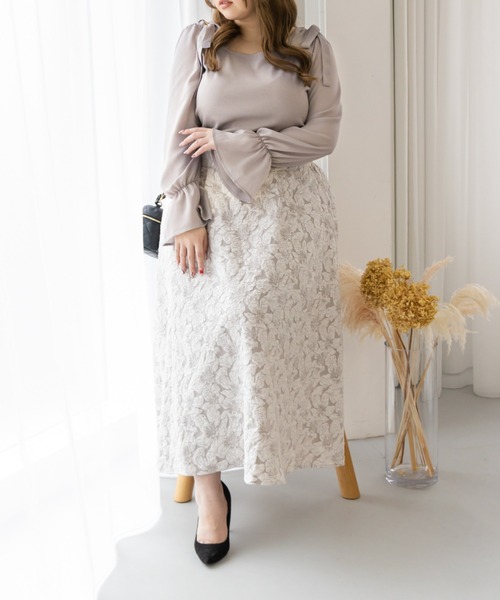CLETTE(クレット)の「肩リボンキャンディ袖プルオーバー(Tシャツ/カットソー・レディース・ラベンダー/ブラック・LL/3L/4L)」の11枚目の写真