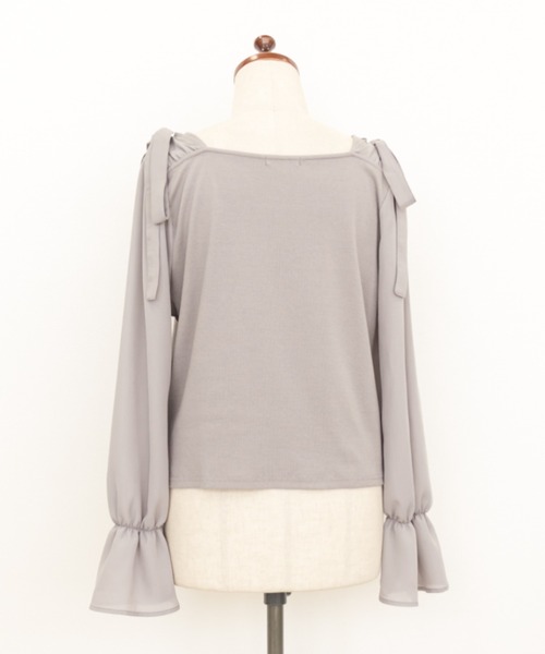 CLETTE(クレット)の「肩リボンキャンディ袖プルオーバー(Tシャツ/カットソー・レディース・ラベンダー/ブラック・LL/3L/4L)」の16枚目の写真