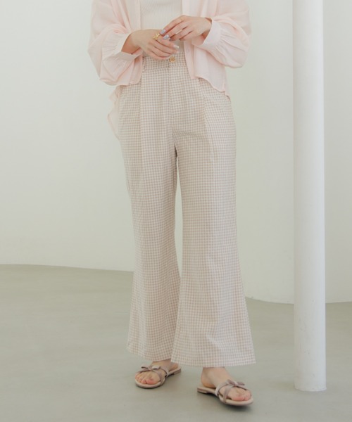 flower（フラワー）の「ギンガムフレアパンツ（その他パンツ・レディース・ブラック/ベージュ・FREE）」の2枚目の写真