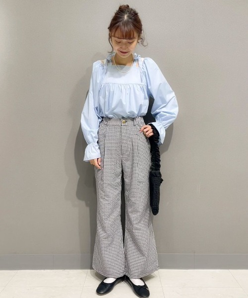 flower（フラワー）の「ギンガムフレアパンツ（その他パンツ・レディース・ブラック/ベージュ・FREE）」の4枚目の写真