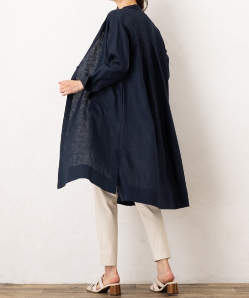 aunt lily(アントリリー)の「フレンチリネン100%ギャザーシャツワンピース シャツワンピ ロングシャツ シャツ チュニック プラスサイズ笳・(ワンピース・レディース・キナリ/ブルー/マジェンタ/ブルーグリーン/ホワイト系その他・9号/7号/15号/13号/11号)」の10枚目の写真