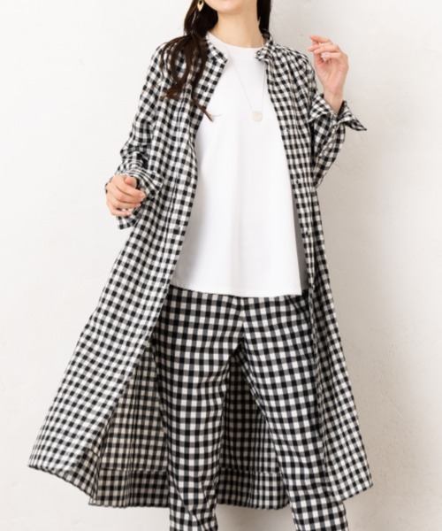 美品✨ティッカ リネン100 フレンチスリーブ ロングシャツ