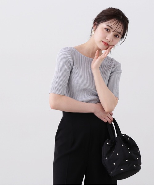 PROPORTION BODY DRESSING(プロポーションボディドレッシング)の「2WAYスクエアーリブニット / 1214170414(ニット/セーター・レディース・ホワイト/ブラック系その他/グレー・FREE)」の3枚目の写真