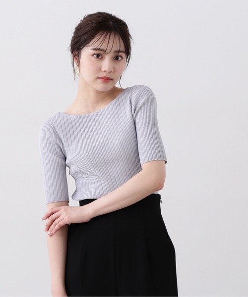 PROPORTION BODY DRESSING - プロポーションボディドレッシング2袖ファー2wayグレーカットソー冬レディース春 Vネックフォルムカットソー | PROPORTION BODY DRESSING