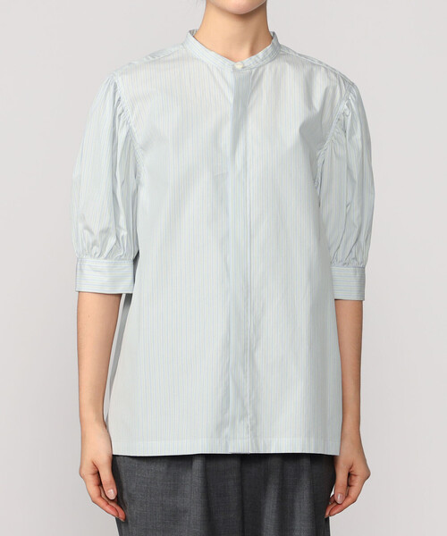 HAVERSACK（ハバーザック）の「HAVERSACK | 〈別注〉 半袖ギャザーシャツ WOMEN（シャツ/ブラウス・レディース・グリーン系その他/ブルー系その他・1）」の7枚目の写真