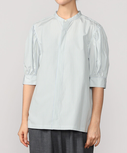 HAVERSACK（ハバーザック）の「HAVERSACK | 〈別注〉 半袖ギャザーシャツ WOMEN（シャツ/ブラウス・レディース・グリーン系その他/ブルー系その他・1）」の21枚目の写真