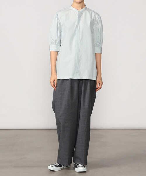 HAVERSACK（ハバーザック）の「HAVERSACK | 〈別注〉 半袖ギャザーシャツ WOMEN（シャツ/ブラウス・レディース・グリーン系その他/ブルー系その他・1）」の6枚目の写真