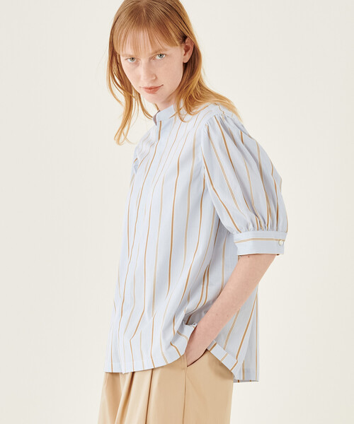 HAVERSACK（ハバーザック）の「HAVERSACK | 〈別注〉 半袖ギャザーシャツ WOMEN（シャツ/ブラウス・レディース・グリーン系その他/ブルー系その他・1）」の5枚目の写真