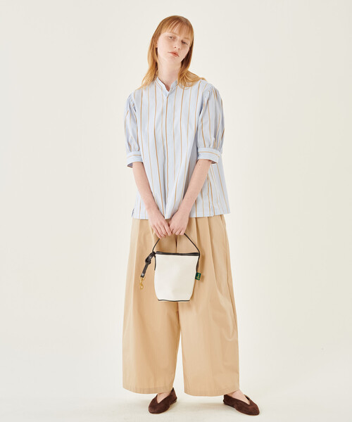 HAVERSACK（ハバーザック）の「HAVERSACK | 〈別注〉 半袖ギャザーシャツ WOMEN（シャツ/ブラウス・レディース・グリーン系その他/ブルー系その他・1）」の3枚目の写真