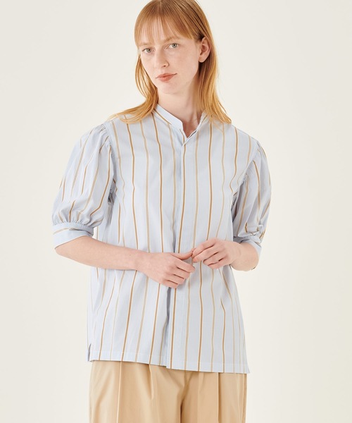 HAVERSACK（ハバーザック）の「HAVERSACK | 〈別注〉 半袖ギャザーシャツ WOMEN（シャツ/ブラウス・レディース・グリーン系その他/ブルー系その他・1）」の19枚目の写真