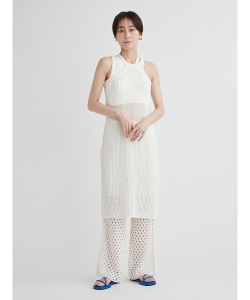 emmi(エミ)の「コイルヤーンメッシュニットパンツ(その他パンツ・レディース・ホワイト/ライム/ダークパープル・0/1)」の7枚目の写真