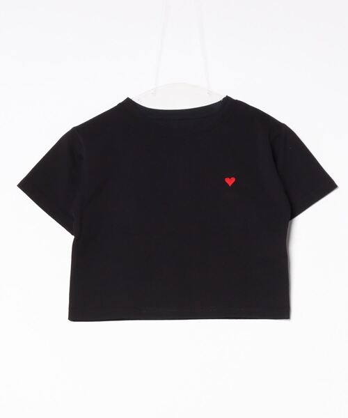 Per sist ence（パーシエンス）の「ショート丈ハート刺繍Ｔシャツ（Tシャツ/カットソー・レディース・オフホワイト/ブラック・FREE）」の2枚目の写真