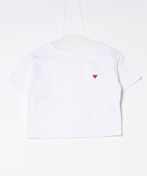 Per sist ence（パーシエンス）の「ショート丈ハート刺繍Ｔシャツ（Tシャツ/カットソー・レディース・オフホワイト/ブラック・FREE）」の9枚目の写真