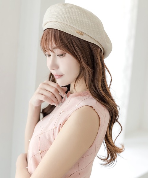 Julia Boutique(ジュリアブティック)の「スプリングベレー帽/24107(ハンチング/ベレー帽・レディース・ブラック/ホワイト・ONE)」の5枚目の写真
