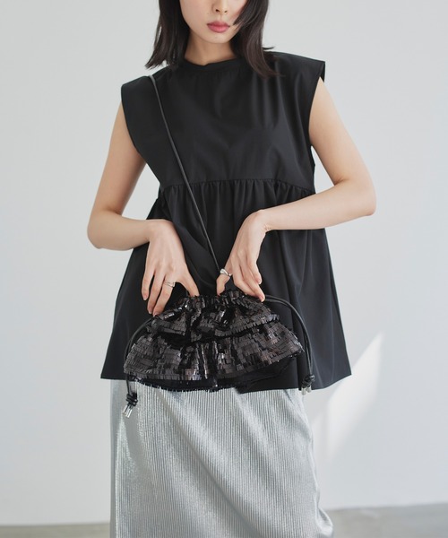 LIAN(リアン)の「【Casselini】フリルスパンコールショルダーバッグ(ショルダーバッグ・レディース・その他/ブラック・FREE)」の3枚目の写真