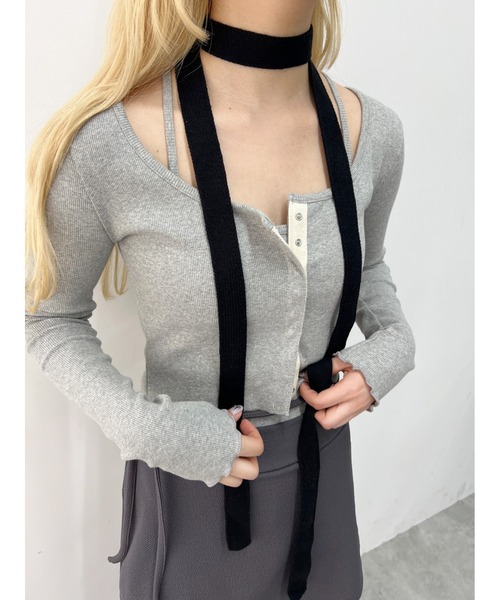 WC（ダブル シー）の「マルチウェイロングタイ（バンダナ/スカーフ・レディース・ブラック/ホワイト/ピンク・FREE）」の4枚目の写真