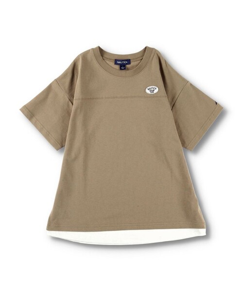 NAUTICA(ノーティカ)の「【NAUTICA/ノーティカ】シャツレイヤード風半袖Tシャツ(Tシャツ/カットソー・キッズ・ブルー/ブラウン・XS/S/M/L/XL)」の1枚目の写真