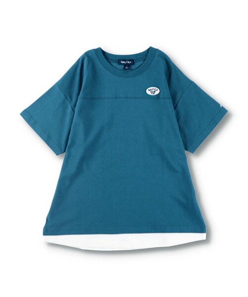 NAUTICA(ノーティカ)の「【NAUTICA/ノーティカ】シャツレイヤード風半袖Tシャツ(Tシャツ/カットソー・キッズ・ブルー/ブラウン・XS/S/M/L/XL)」の2枚目の写真