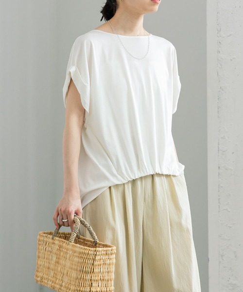 URBAN RESEARCH(アーバンリサーチ)の「フレンチスリーブとろみカットソー(Tシャツ/カットソー・レディース・ブルー系その他/ブラック/オフホワイト・FREE)」の4枚目の写真