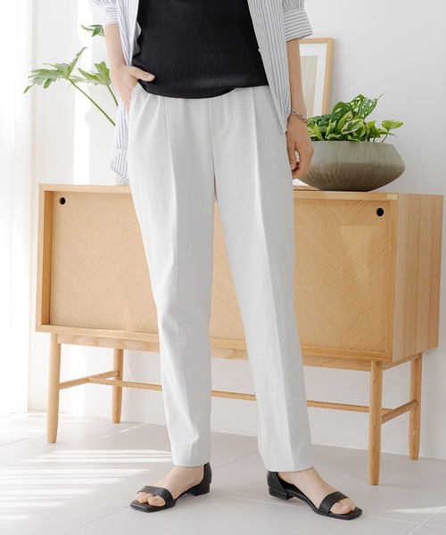 Elura（エルーラ）の「リネン混テーパードパンツ/111832（その他パンツ・レディース・ブラック/ライトグレー/ネイビー・LARGE/SMALL/MEDIUM）」の2枚目の写真