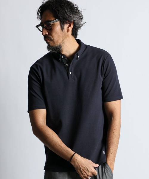 The DUFFER of ST.GEORGE(ザダファーオブセントジョージ)の「COOLFIBER PLATING SMART POLO:速乾・防シワ COOLFIBER 台衿付 ボタンダウン ビジカジ 綺麗目ポロシャツ(ポロシャツ・メンズ・ブラック/ホワイト/ネイビー・SMALL/MEDIUM/LARGE/X-LARGE)」の3枚目の写真