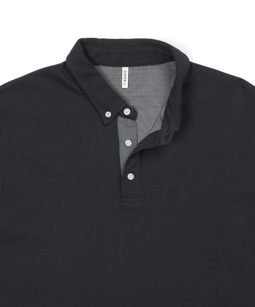 The DUFFER of ST.GEORGE(ザダファーオブセントジョージ)の「COOLFIBER PLATING SMART POLO:速乾・防シワ COOLFIBER 台衿付 ボタンダウン ビジカジ 綺麗目ポロシャツ(ポロシャツ・メンズ・ブラック/ホワイト/ネイビー・SMALL/MEDIUM/LARGE/X-LARGE)」の16枚目の写真