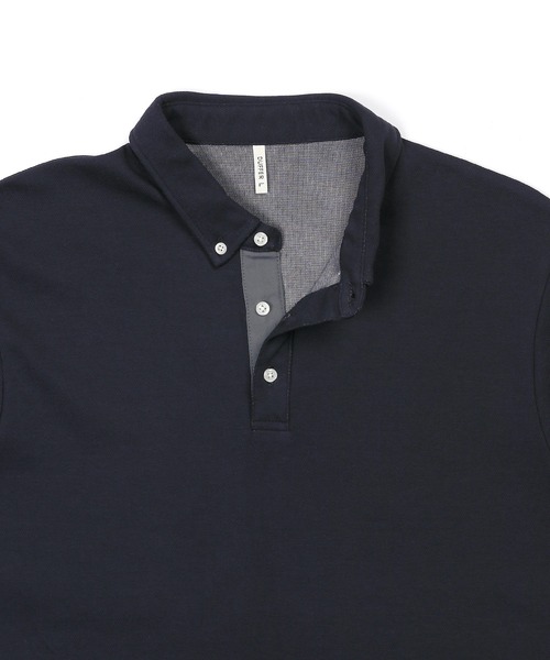 The DUFFER of ST.GEORGE(ザダファーオブセントジョージ)の「COOLFIBER PLATING SMART POLO:速乾・防シワ COOLFIBER 台衿付 ボタンダウン ビジカジ 綺麗目ポロシャツ(ポロシャツ・メンズ・ブラック/ホワイト/ネイビー・SMALL/MEDIUM/LARGE/X-LARGE)」の17枚目の写真