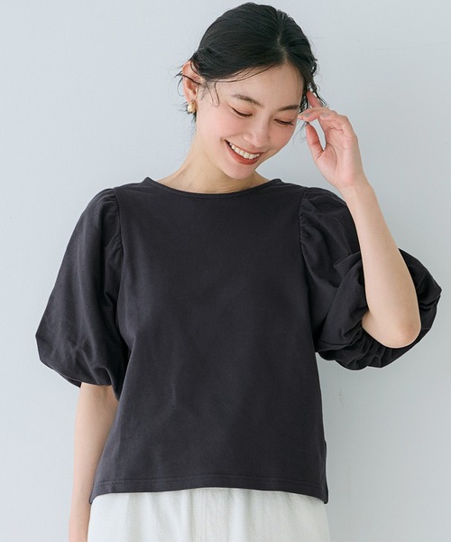 ボリューム袖コットンカットソー（Tシャツ/カットソー）｜coca