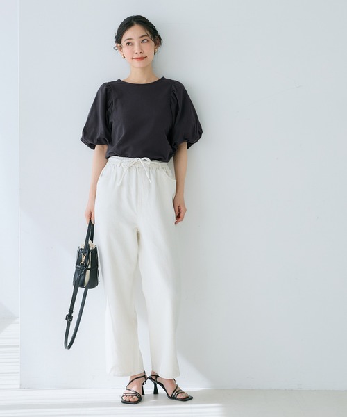 coca（coca）（コカ）の「ボリューム袖コットンカットソー（Tシャツ/カットソー・レディース・その他/ホワイト/チャコール・M/L）」の10枚目の写真