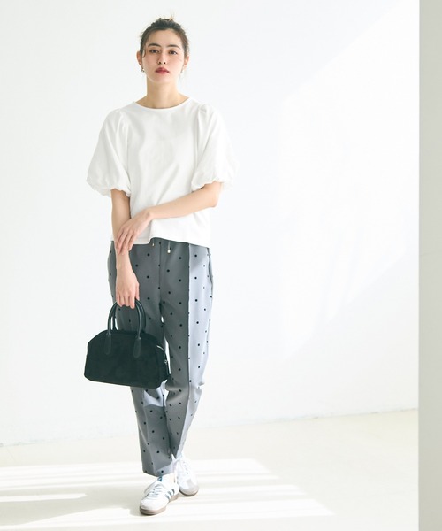 coca（coca）（コカ）の「ボリューム袖コットンカットソー（Tシャツ/カットソー・レディース・その他/ホワイト/チャコール・M/L）」の4枚目の写真