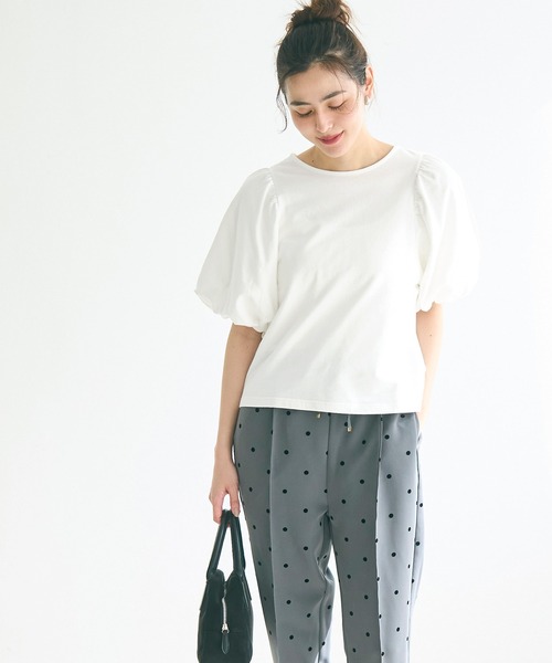 coca（coca）（コカ）の「ボリューム袖コットンカットソー（Tシャツ/カットソー・レディース・その他/ホワイト/チャコール・M/L）」の6枚目の写真