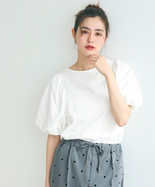 coca（coca）（コカ）の「ボリューム袖コットンカットソー（Tシャツ/カットソー・レディース・その他/ホワイト/チャコール・M/L）」の8枚目の写真