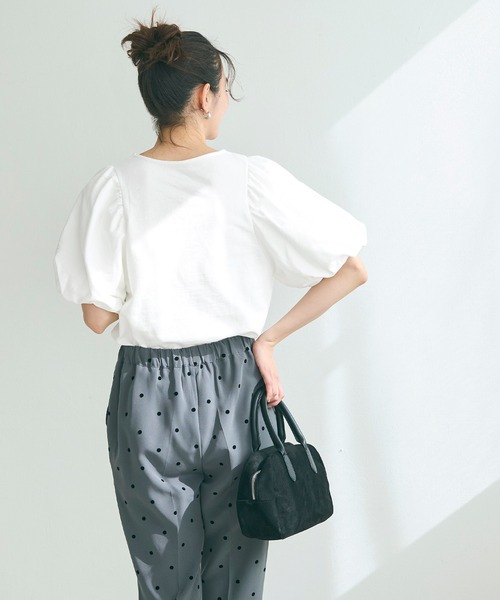 coca（coca）（コカ）の「ボリューム袖コットンカットソー（Tシャツ/カットソー・レディース・その他/ホワイト/チャコール・M/L）」の9枚目の写真