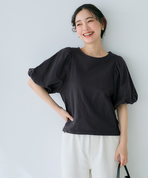 coca（coca）（コカ）の「ボリューム袖コットンカットソー（Tシャツ/カットソー・レディース・その他/ホワイト/チャコール・M/L）」の13枚目の写真