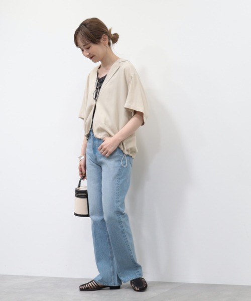 AMERICAN HOLIC（アメリカンホリック）の「ドロスト開襟ニュアンスジャケット（テーラードジャケット・レディース・ブラック/ライトベージュ・M/L）」の16枚目の写真