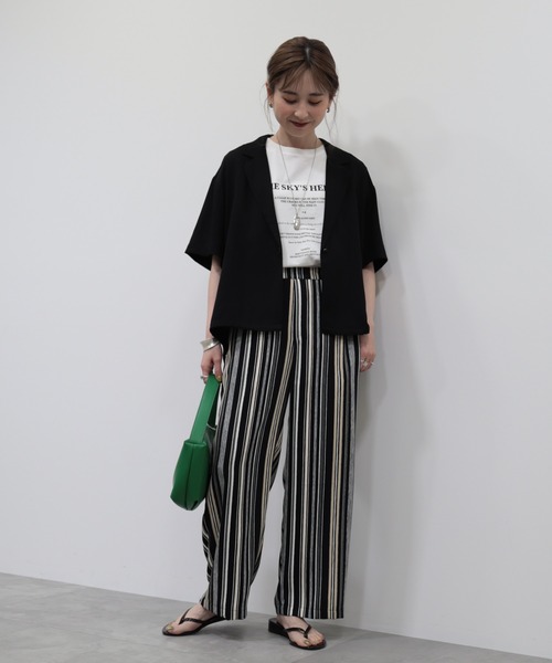 AMERICAN HOLIC（アメリカンホリック）の「ドロスト開襟ニュアンスジャケット（テーラードジャケット・レディース・ブラック/ライトベージュ・M/L）」の8枚目の写真